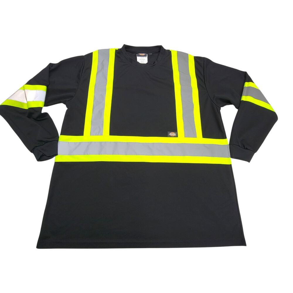 Dickies Hi Vis Safety Shirt 2XL Long Sleeve Reflective Workwear CSA ANSI Black